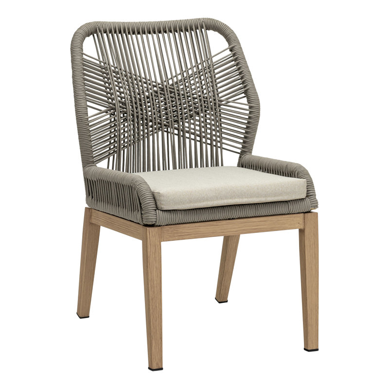 PAT Wicker Premium All-Weather Wicker Outdoor Dining Side Chair with Cushion