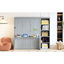Lit double gris avec bureau et bibliothèque, structure en bois de pin, pliage facile pour l'espace, rangement de différents articles, support à lattes-622984181-622984180