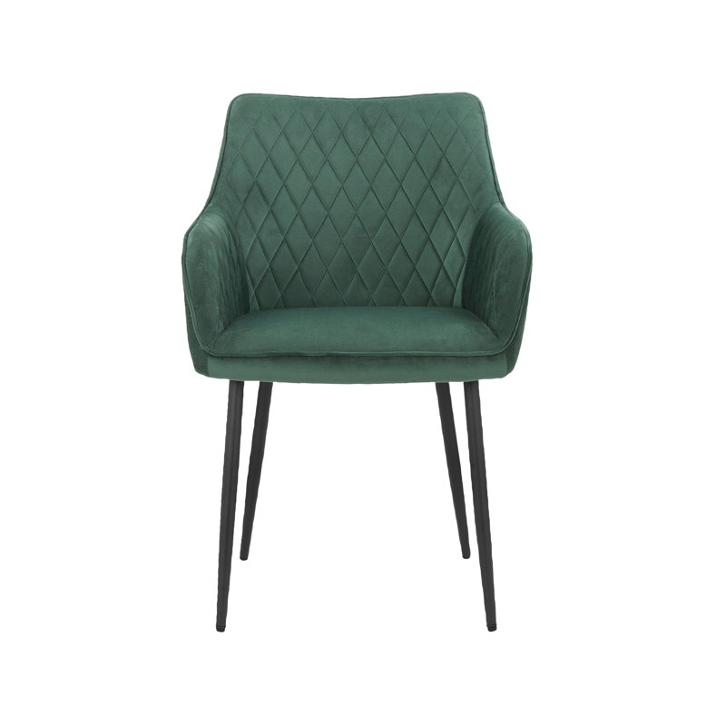 48.5cm H Velvet Upholstered Metal Side Chair, Green