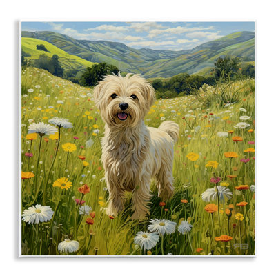 «Terrier Dog», art mural sur prairie champêtre par Roozbeh Bahramali