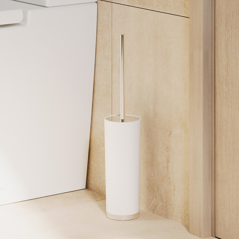 Hadlock Brettley Brayden Studio with Pitch Screw and Durable Brass Silver Free-Standing Toilet Brush and Holder