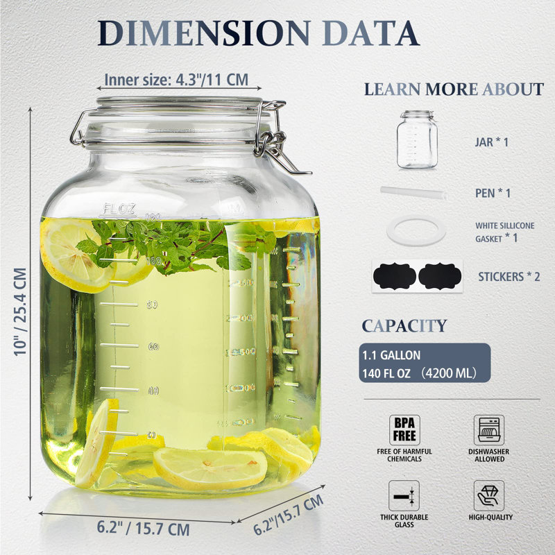 Bocaux en verre Syntic de 1,1 gallon Syntic