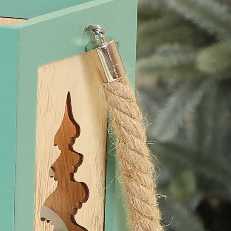 Wood Tabletop Lantern, Green