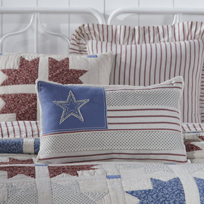 Appliqued Cotton Blend Reversible Throw Pillow