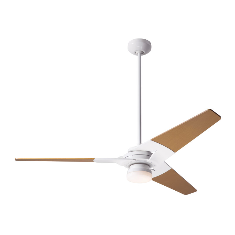 Torsion LED Downrod Ceiling Fan, Dark Bronze, Fan Speed and Light Control (3-wire), White