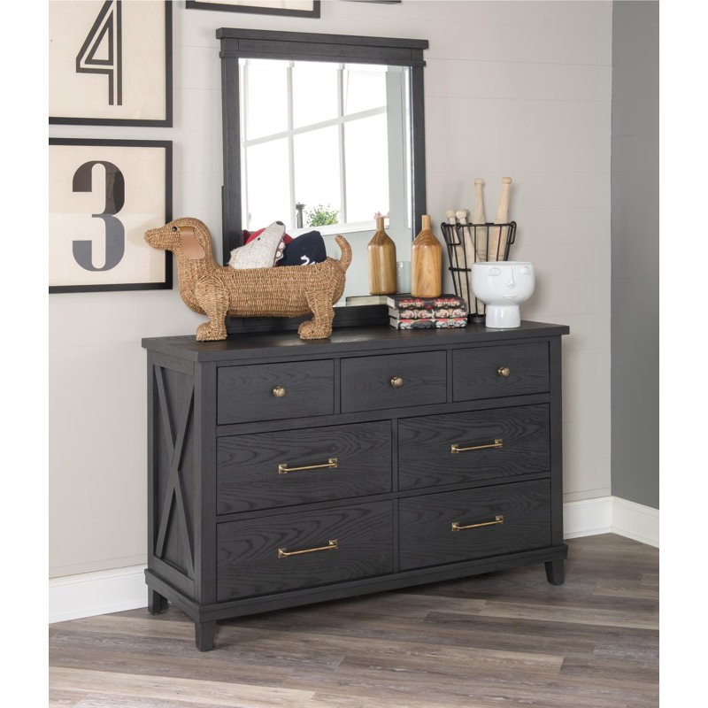 Commode 7 tiroirs Harriett, Noir, noir, noir, noir