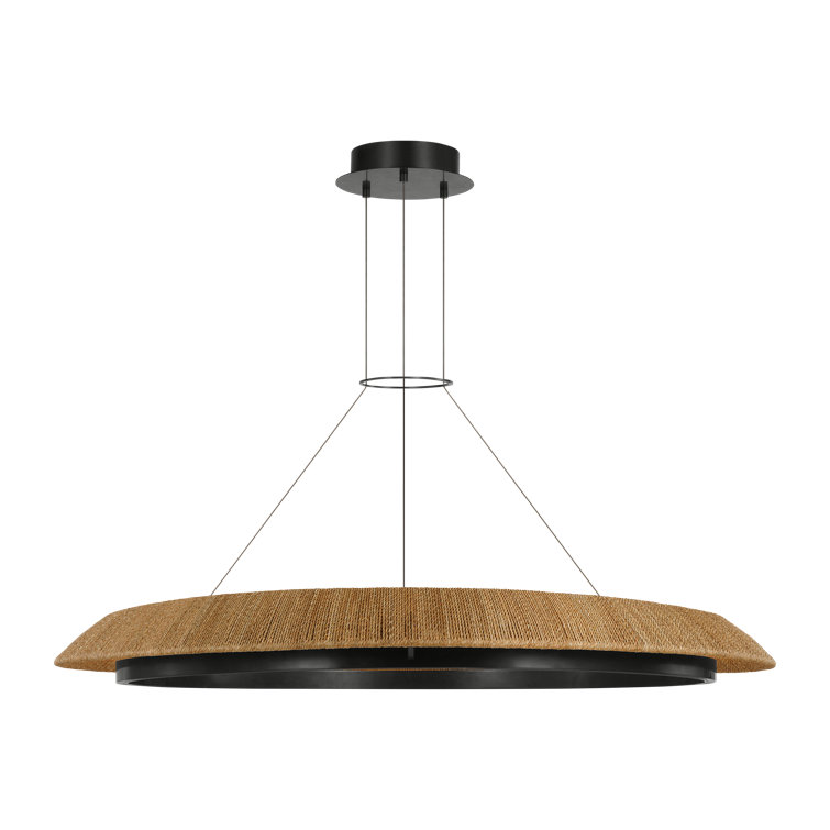Sean Lavin Noa Large LED Ring Chandelier in Bronze with Washed Black Sea Grass shade