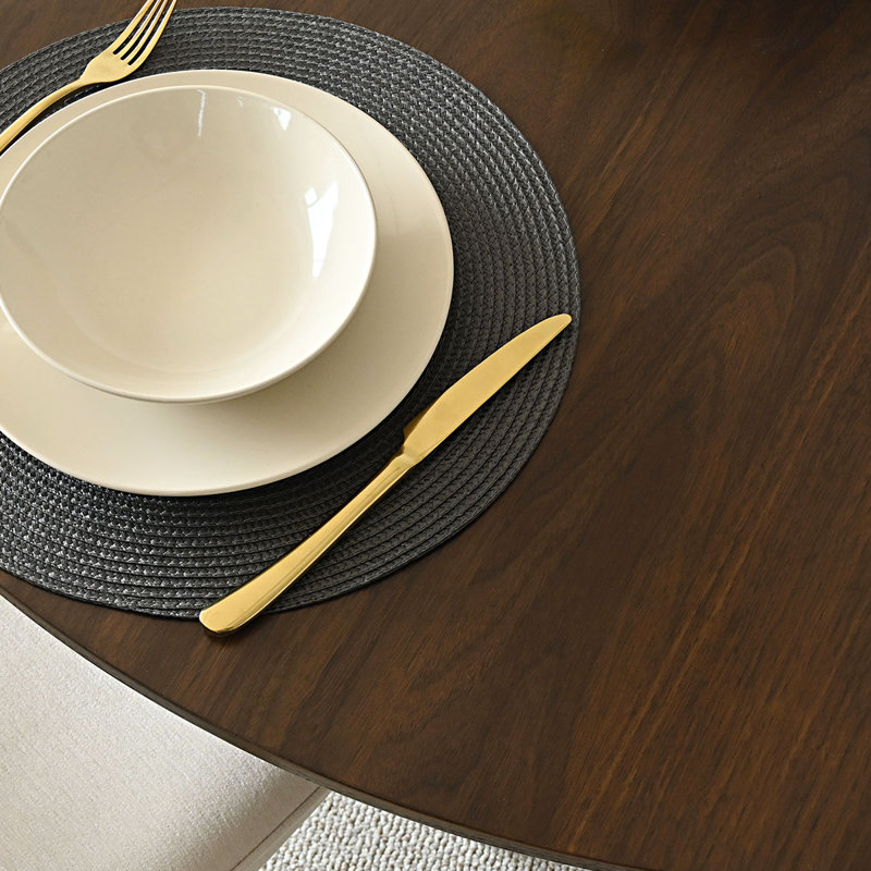 Table de salle à manger 51,5 "/ 59,5" en bois de noyer massif, H 29 po x l 59,5 po x L 59,5 po