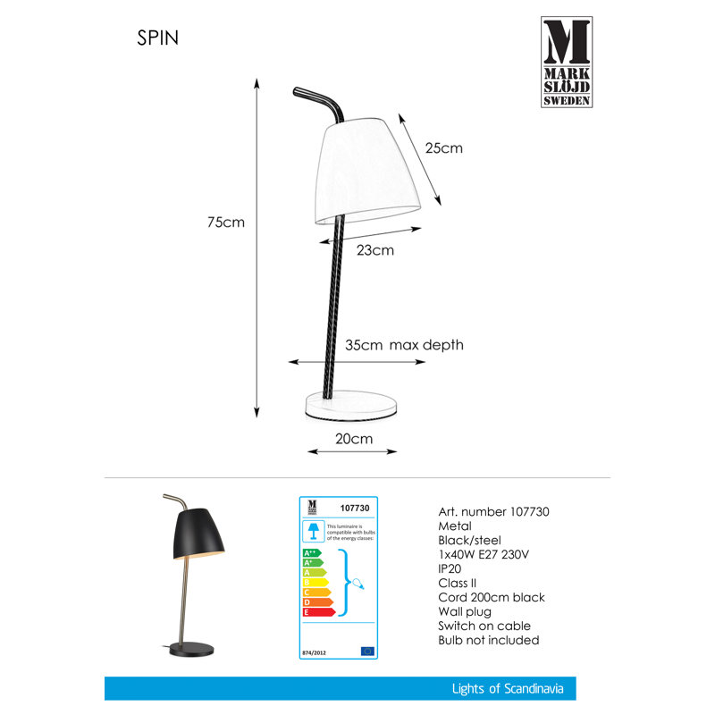 Miranda Metal Novelty Lamp, Black/Steel