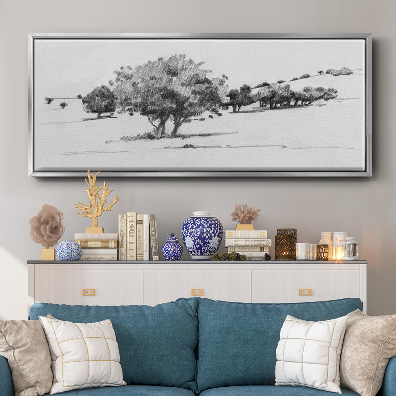 Treeline Sketch I- Framed Canvas