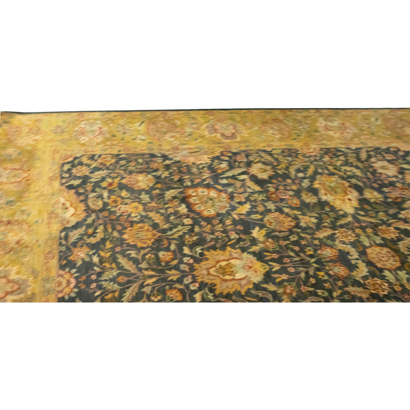 Hand Knotted Wool Oriental Area Rug in Black And Gold