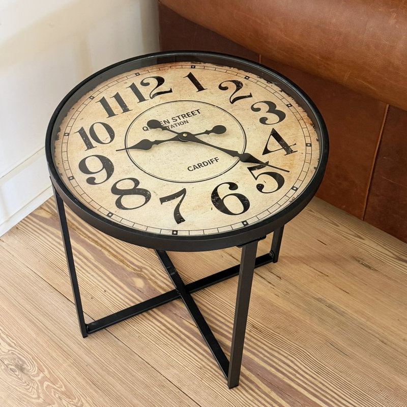 Chronique Side Table With Clock Top, 18"