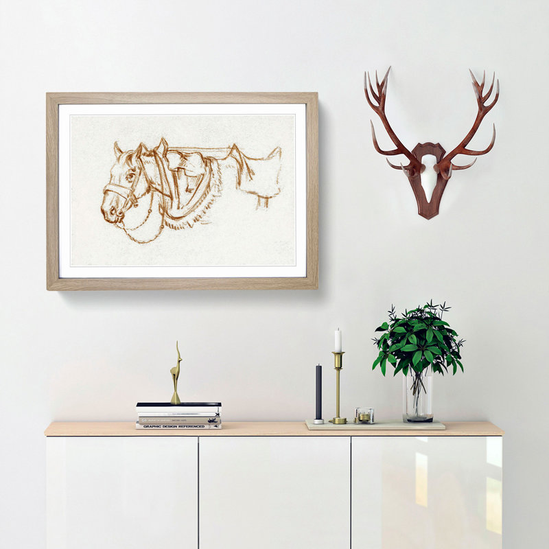 Rigged Horse by Jean Bernard - Picture Frame Painting Print, 36cm H x 48cm W x 2cm D, Oak Framed