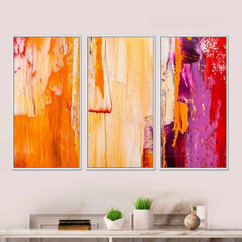 «Grunge Green Abstract», peinture sur toile 3 pièces, H 32 po x l 48 po, Blanc