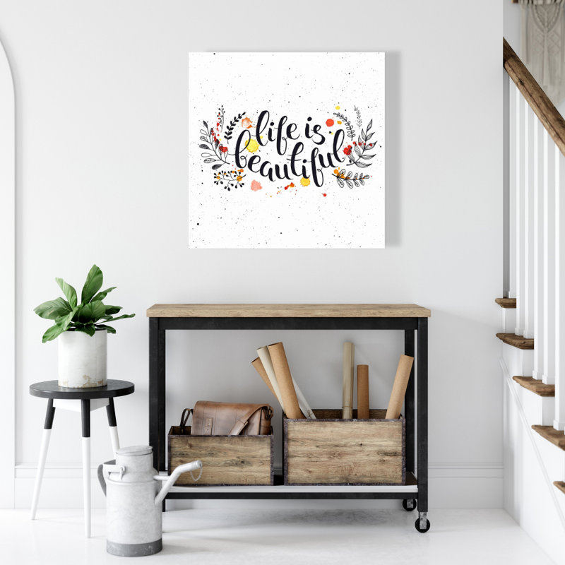 «Life is Beautiful», toile noire | Art décoratif pour la maison, H 24 po x l 24 po