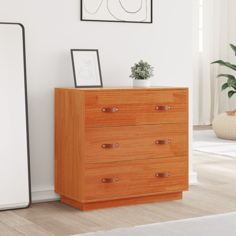 Nyeli Solid Wood 80cm W 3 - Drawer Chest of Drawers