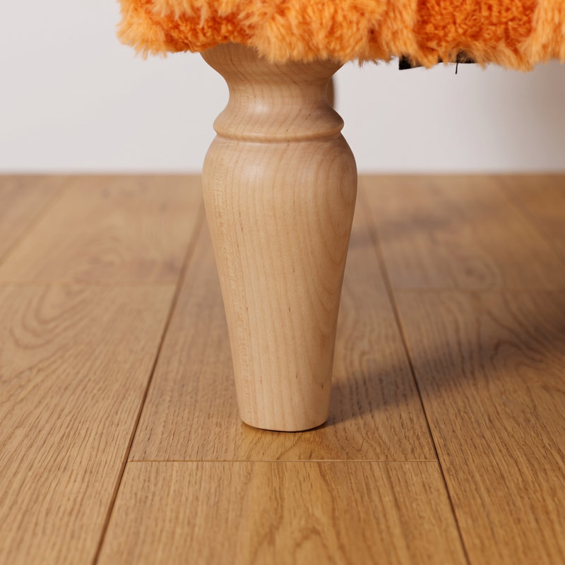 Fauteuil d'appoint confortable en velours côtelé à motif arlequin avec accoudoirs de salon, Orange