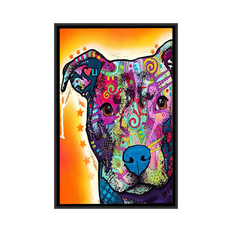 «Heart U Pit Bull», impression sur toile, H 26 po x l 18 po x P 1,5 po, Toile avec cadre noir