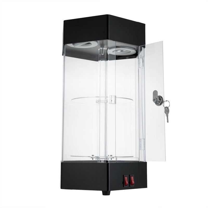 Vitrine électrique rotative à 2 niveaux avec armoire de collection à DEL et verrouillable en acrylique pour exposer des bijoux