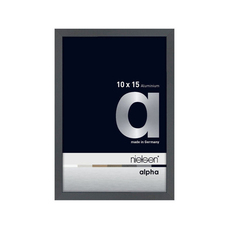 nielsen Alpha Aluminium Picture Frame, 10cm W x 15cm H, Polished Dark Grey