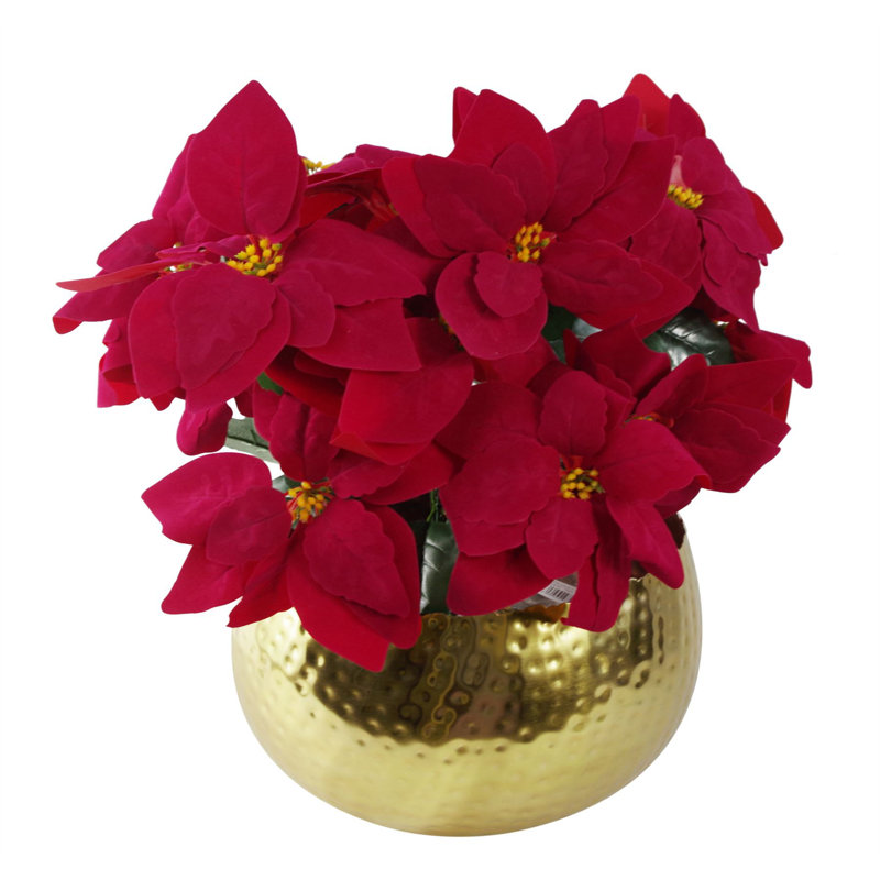 Plastic, Silk Artificial Arrangement in Pot, Gold