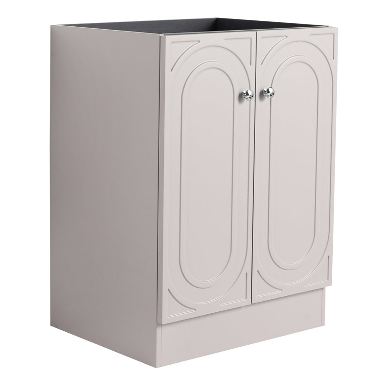 Meuble-lavabo autoportant kaki de 24 po - Contreplaqué moderne avec armoires à fermeture douce