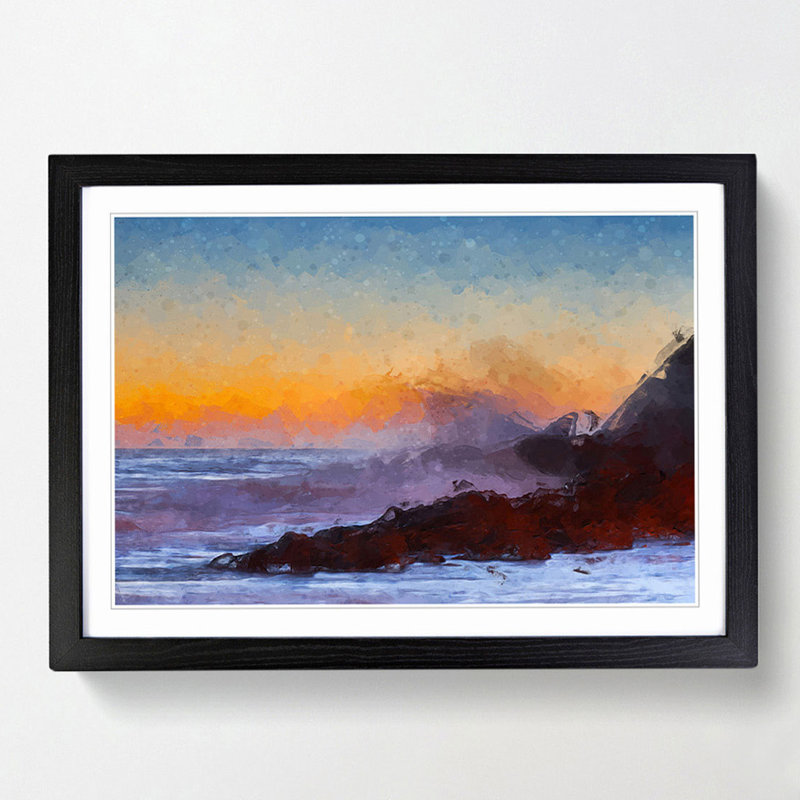 Waves in Portugal in Abstract - Picture Frame Graphic Art Print, 50cm H x 76cm W x 2cm D, Black