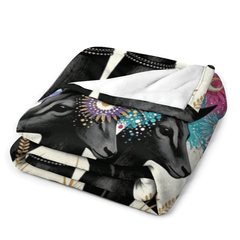 Jeté en flanelle de luxe avec deux antilopes noires, 50 x 60 po