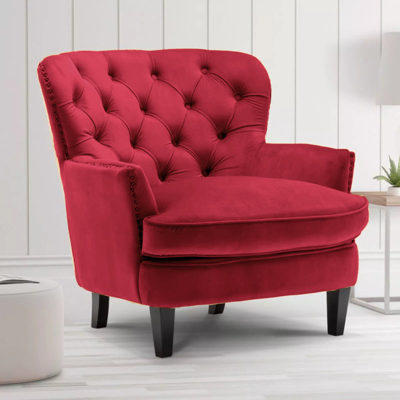 Higgenbotham Armchair, Raspberry Red Velvet
