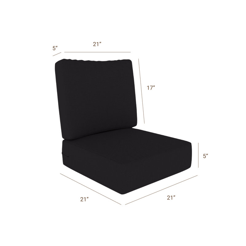Outdoor Seat / Back Cushion, 21" x 21", Black