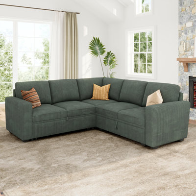 Niyona Modular Sleeper Sectional L Shaped Couch Sofa Bed With Storage Seat