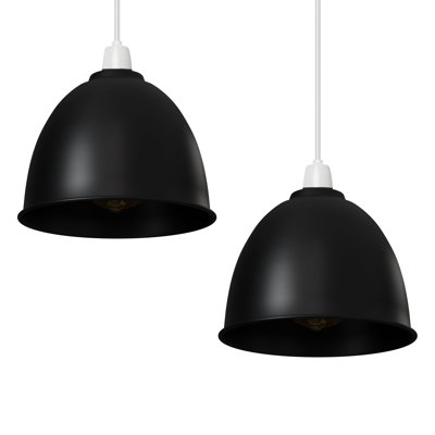 12cm H Metal Drum Lamp Shade ( Screw On ) in Black