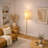 Mondale FLOOR LAMP WITH OAK BASE AND NATURAL RATTAN SHADE