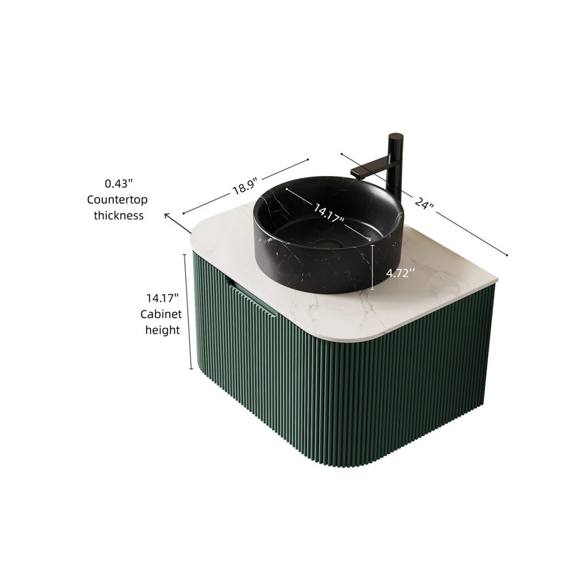 Meuble-lavabo moderne (avec meuble-lavabo et lavabo), 24 po de rangement