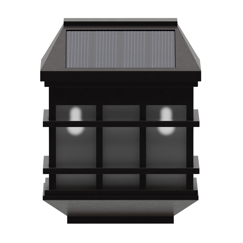 Black Square LED Solar Wall Mount Lights, 6-Pack