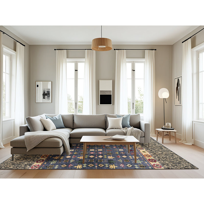 Tapis décoratif multicolore à motif abstrait, Rectangle 8 pi x 10 pi