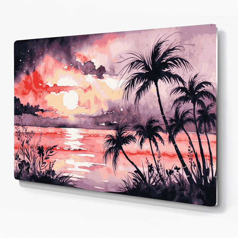 «Hawaiian Sunset Colors», art mural en métal rose, H 12 po x l 18 po