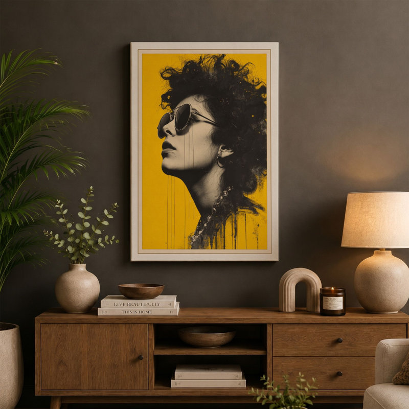 Profile in Yellow Modern - Wrapped Canvas, Black Border, 24x16 - 61.0 x 40.6 cm