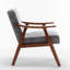 Chaise d'appoint avec revêtement en microfibre et structure en bois massif, mobilier de salon Mid-Century moderne classique pour sièges supplémentaires, gris-2114768385