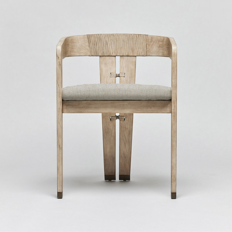 Maryl III Upholstered Arm Chair, Washed White, Fawn Sisal