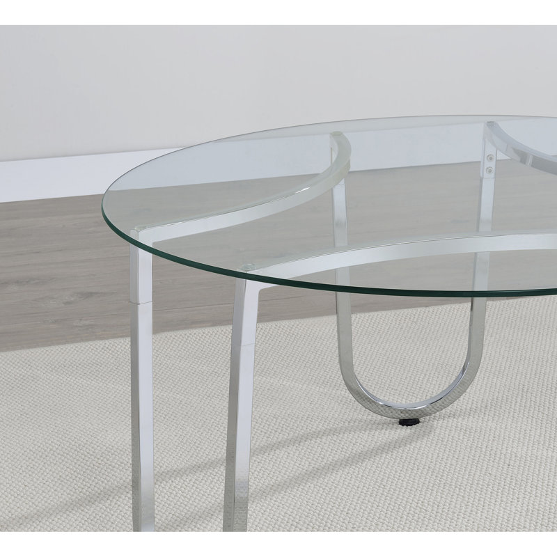 Dutton Chrome Round Glass Top Coffee Table