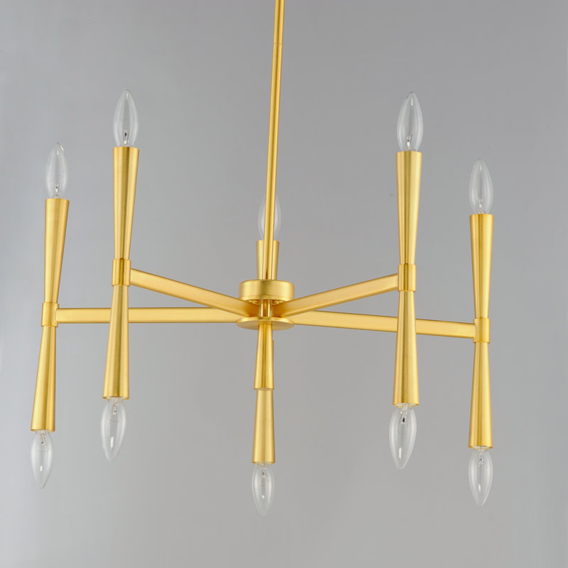 Bilinda 10 - Light Dimmable Modern Linear Chandelier, Satin Brass