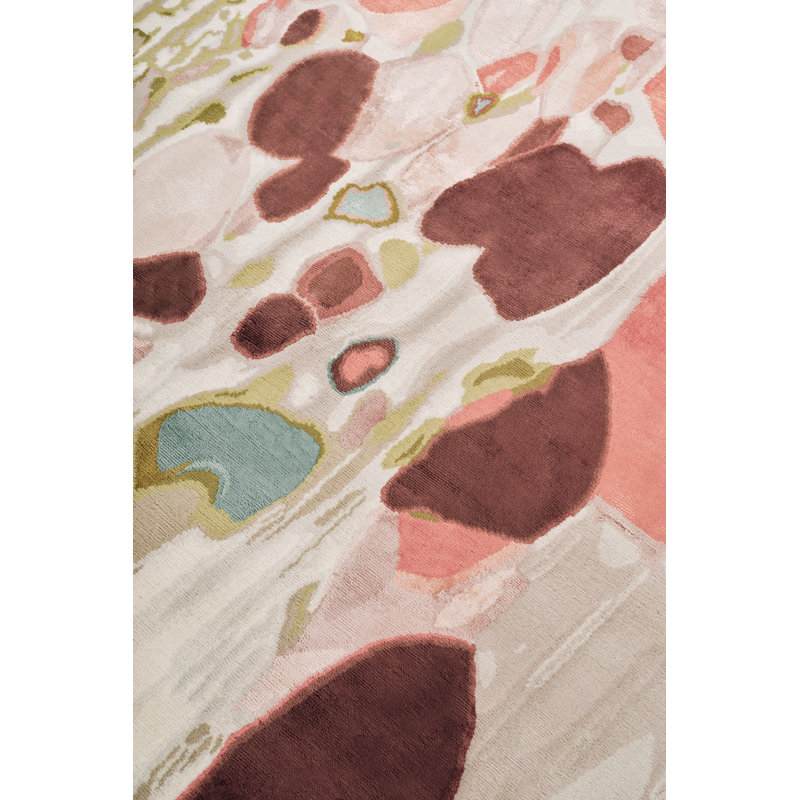 Oyster Hand Knotted Wool/Silk Abstract Area Rug in Brown/Beige/Gold/Orange by Chihuly, Rectangle 4' x 6'