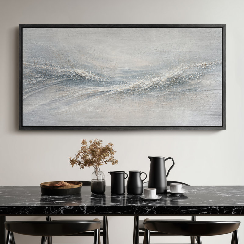 Impression sur toile encadrée extra large argent neutre, Noir, H 30 po x l 60 po