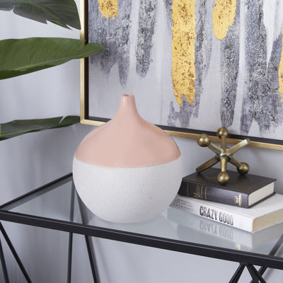 Ensemble de 2 vases de table en céramique 2 pièces blanc / rose Oisin