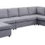 Canapé modulaire 146,5 po avec méridienne réversible en lin 146,5 po-827581835