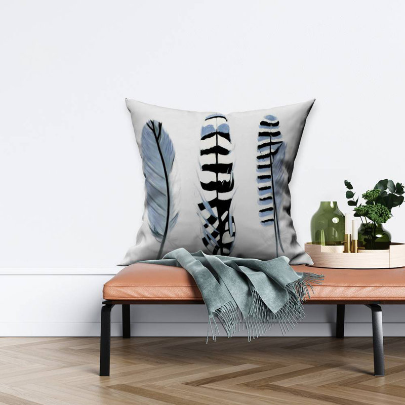 Delicate feathers - 18"x18" Throw pillow - Poly twill - Print on demand, 18" x 18", Polyester
