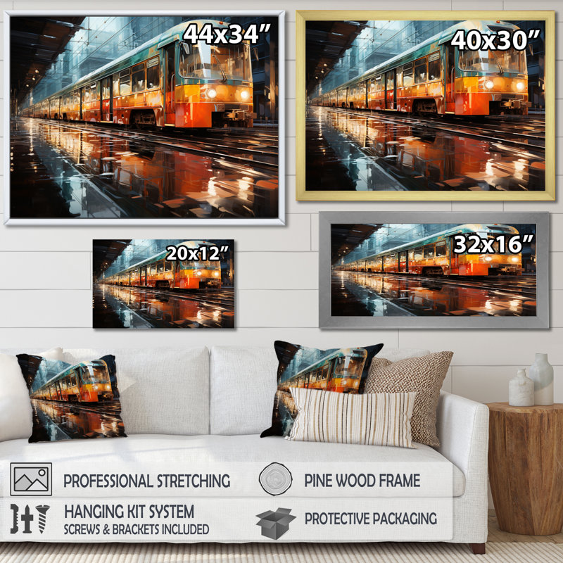 Abstracted Train Reflections II - Transportation Wall Art Prints, Toile tendue, H 12 po x l 20 po x P 1 po