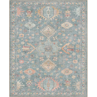 Bungalow Rose Aylena Medallion Floral Blue Area Rug