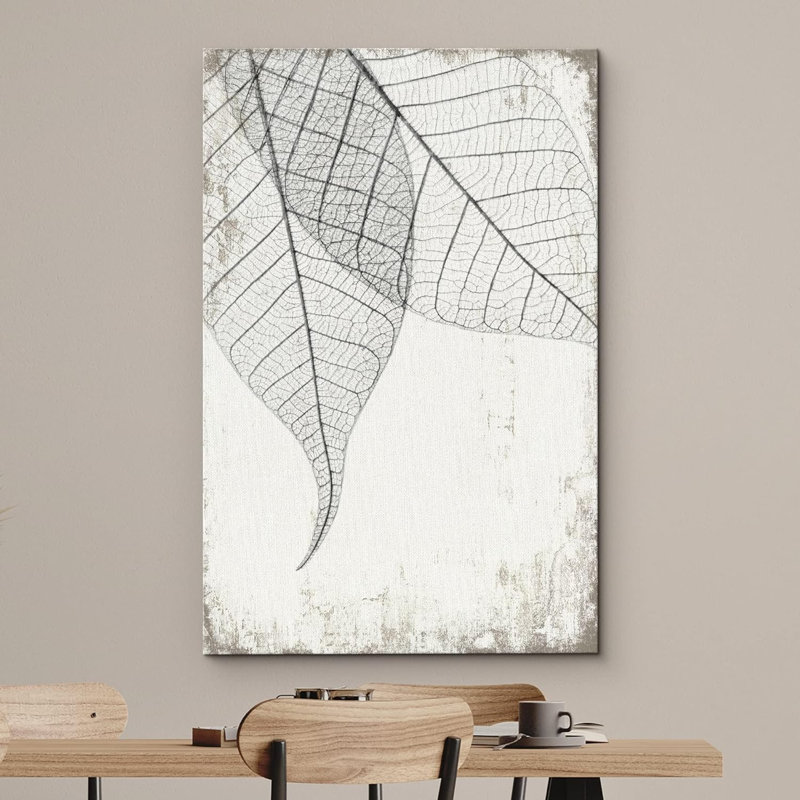 Plantes grises noires et blanches transparentes sur toile